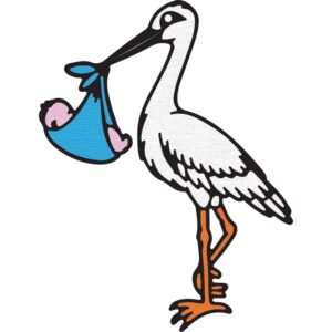 Presscut Stork and Baby