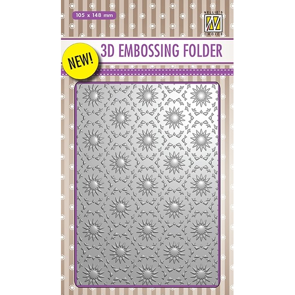 Nellie' Choice 3D Embossing Folder - Background Flowers & Curls-Stars Frame set - Image 2