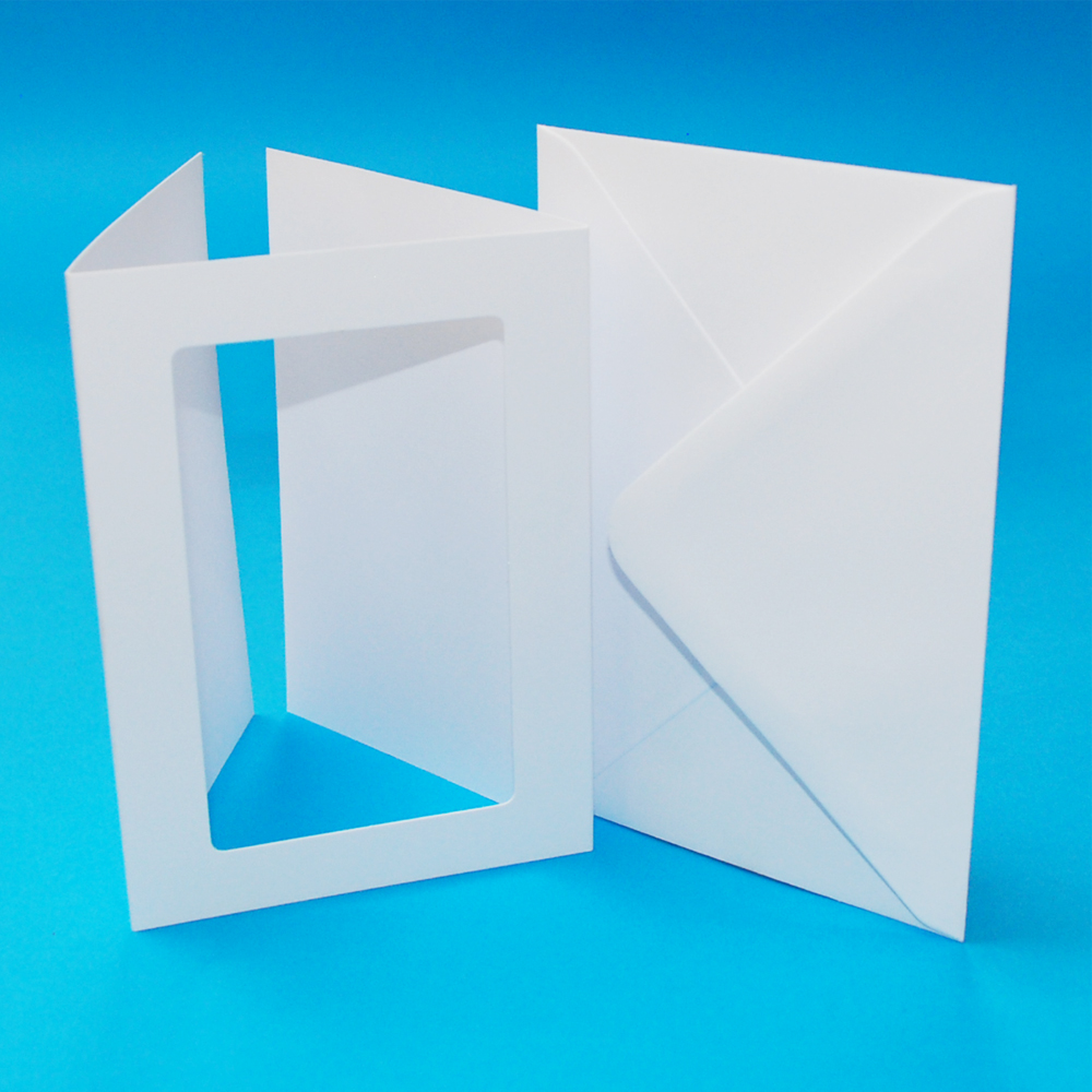A6 Tri Fold Hammer White Rectangular Apertures Cards & Envelopes Art