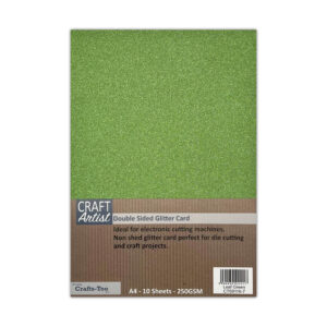 Craft Artist Double Sided Glitter Card Leaf Green