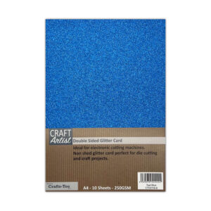 Craft Artist Double Sided Glitter Card Teal Blue