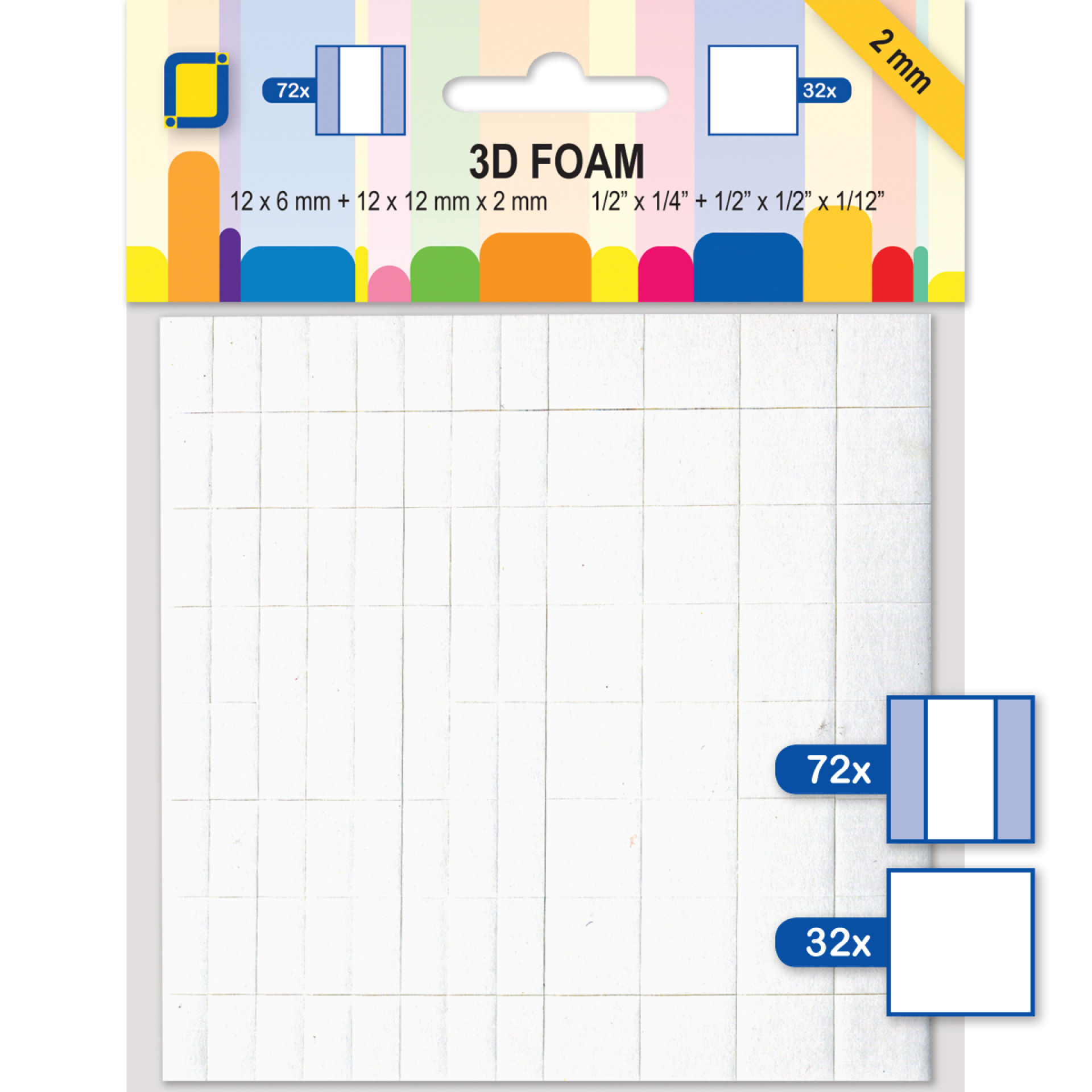 JEJE Produkt 3D Foam Dots Square/Rectangle 2mm