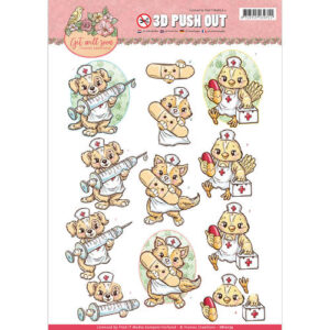 Yvonne Creations 3D Pushout Get Well Soon - Animal Nurses