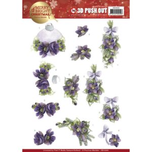 Precious Marieke 3D Push Out Merry and Bright Christmas - Bouquets in Purple