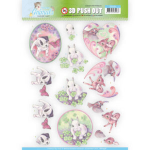 Jeanine's Art 3D Push Out Young Animals - Cuties in Purple