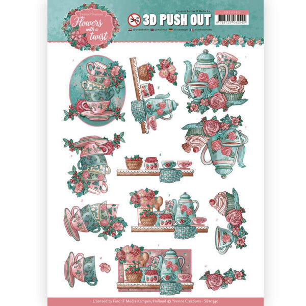 Yvonne Creations 3D Push Out Flowers with a Twist Tea Time Art of Craft