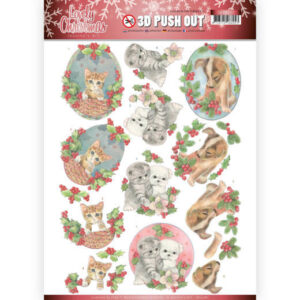 Jeanines Art 3D Push Out Lovely Christmas - Lovely Christmas Pets