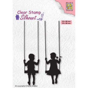 Silhouette - Boy & Girl Swinging