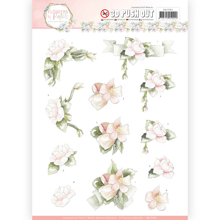 Precious Marieke 3D Push Out Flowers in Pastels - Believe in Pink