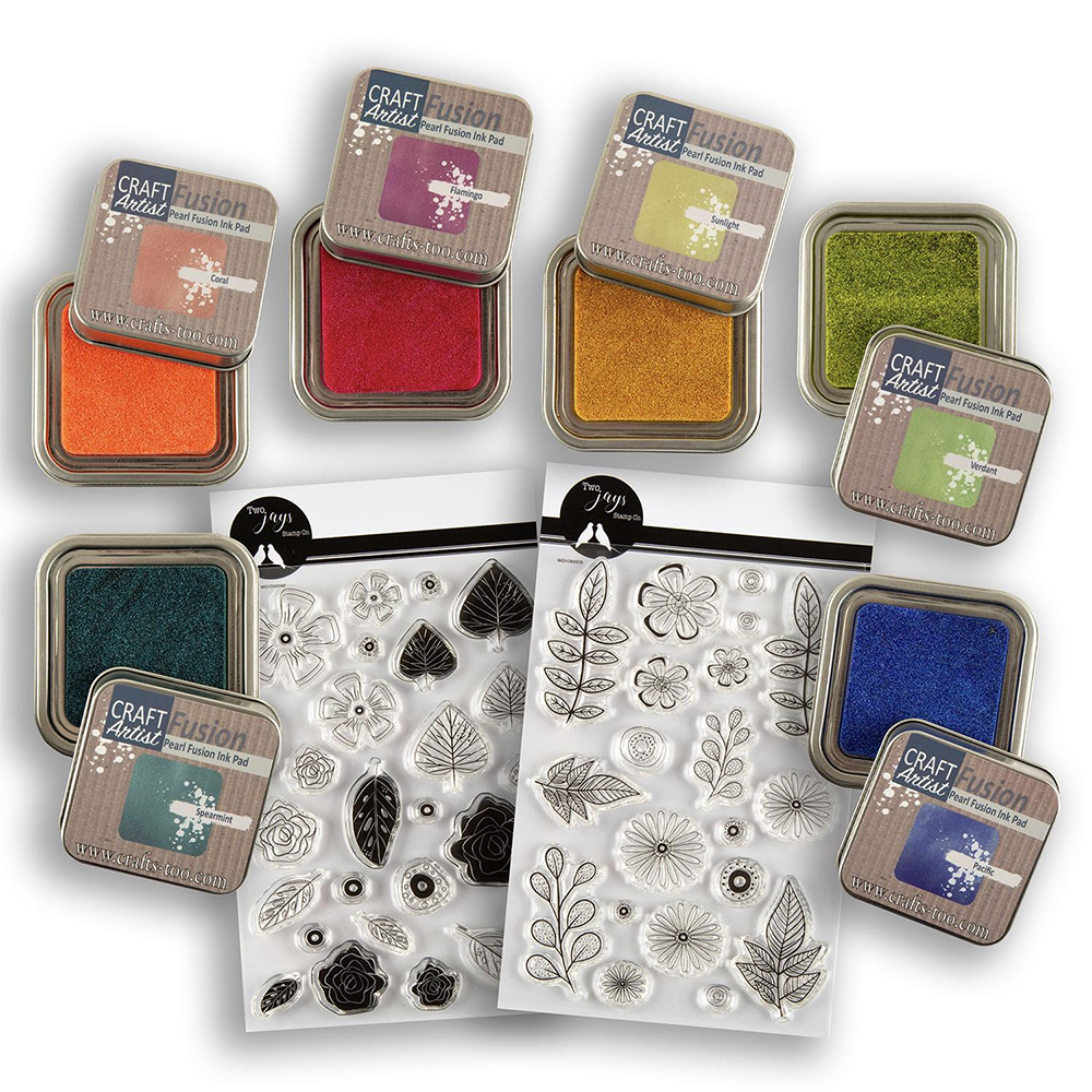 Craft Artist Pearl Fusion Ink Pad Tropic Colours & Two Jays Stamp Sets