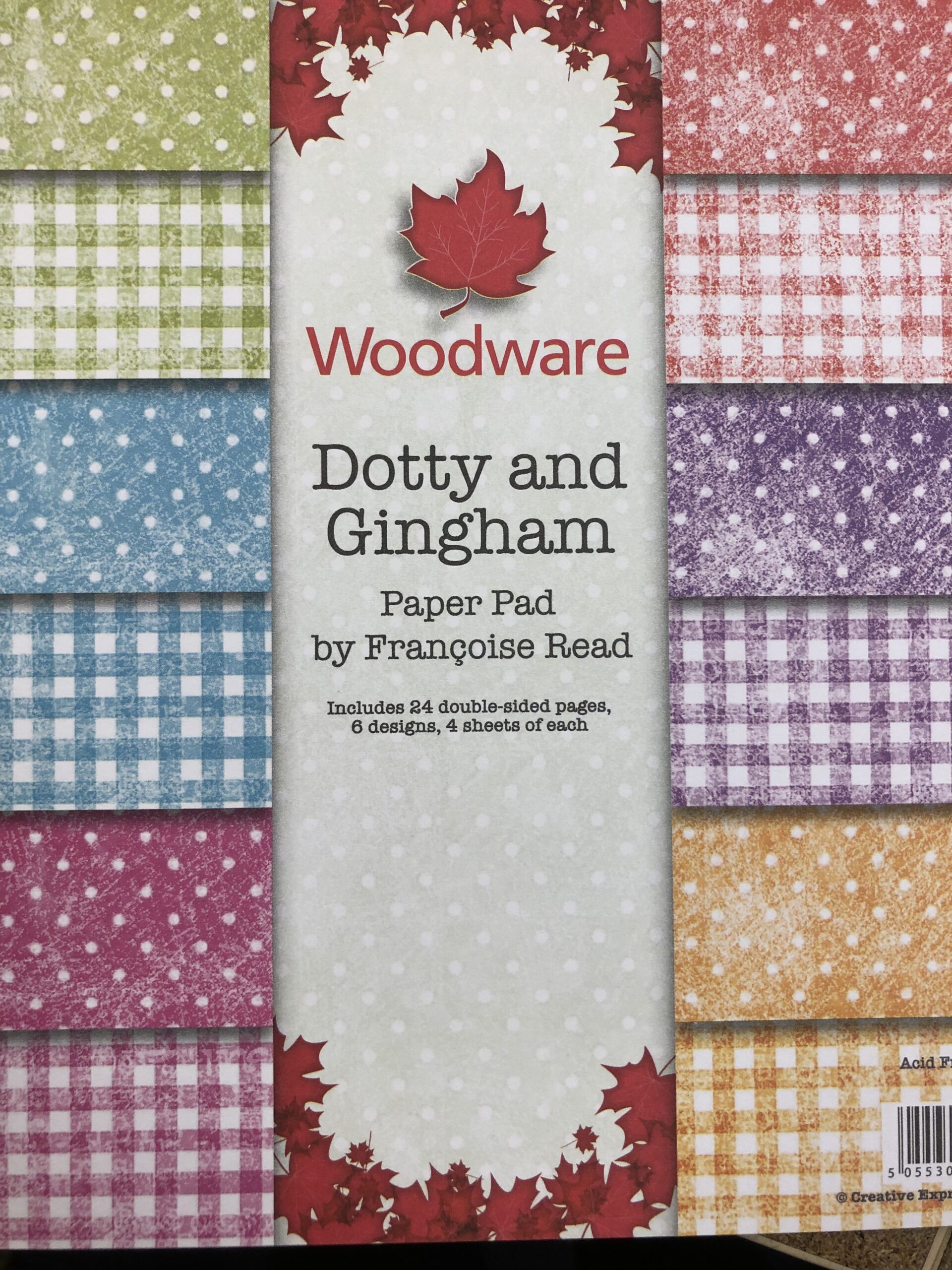 FRPP006 Woodware Francoise Read Dotty And Gingham 8 in x 8 in Paper Pad