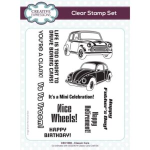 Sue Wilson Classic Cars 6 in x 8 in Clear Stamp Set