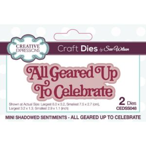 Sue Wilson Mini Shadowed Sentiments All Geared Up To Celebrate Craft Die