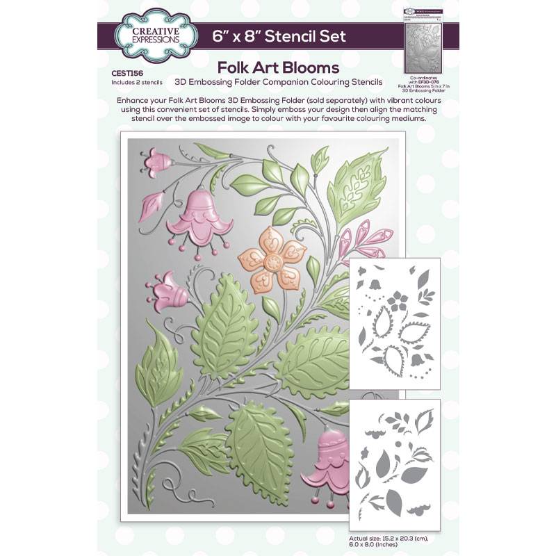 Paper Cuts Folk Art Blooms Companion Colouring Stencil
