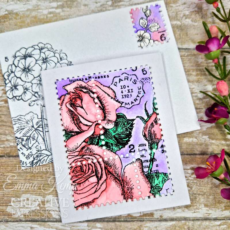 Postal Rose 4 in x 6 in Stamp Set