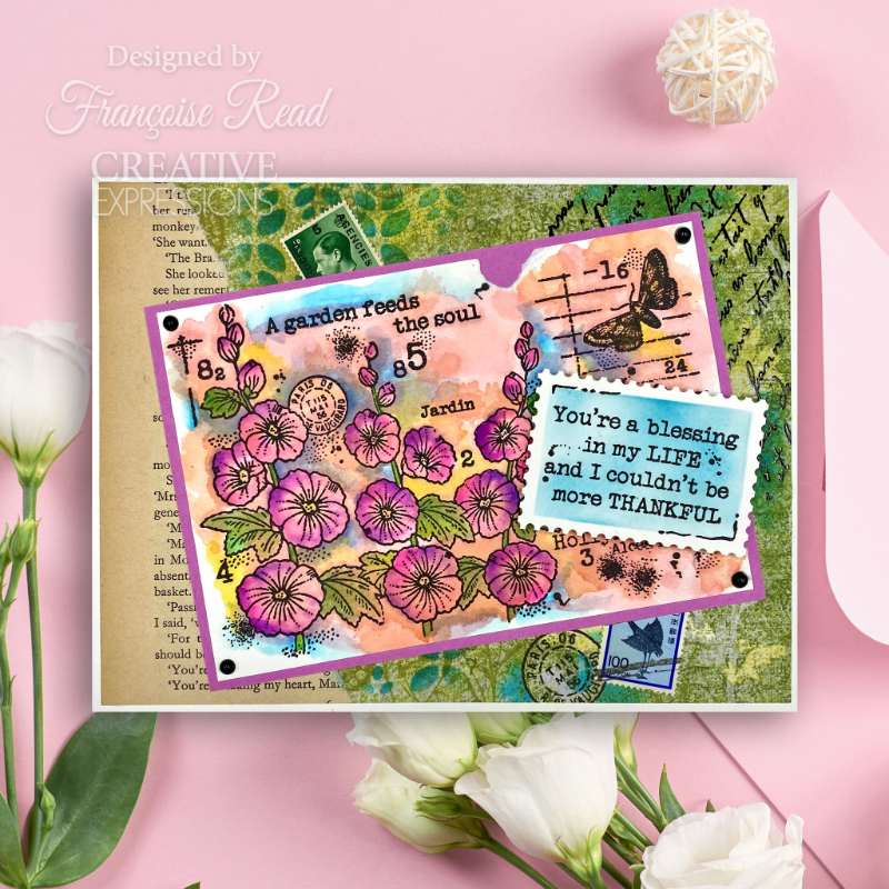 Hollyhocks 4 in x 6 in Stamp Set - Image 2