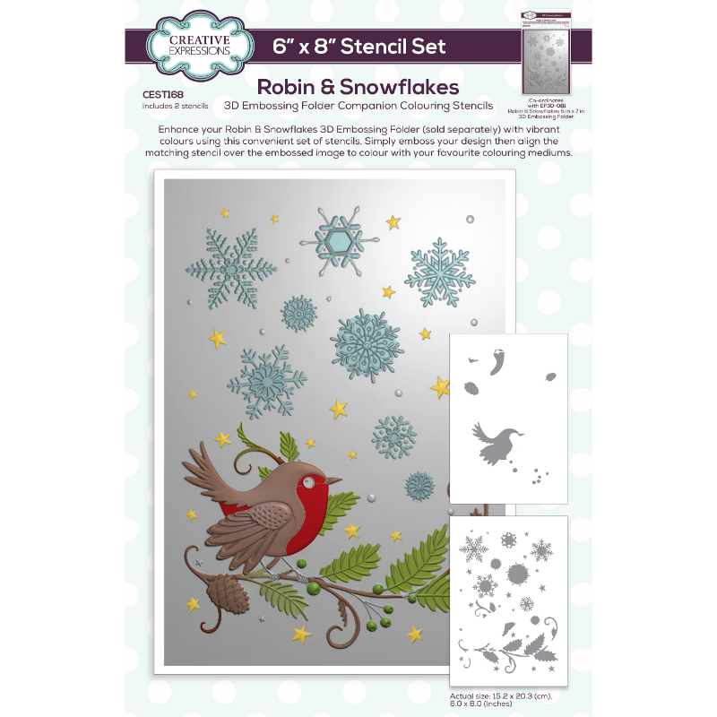 Robin & Snowflakes Companion Colouring Stencil