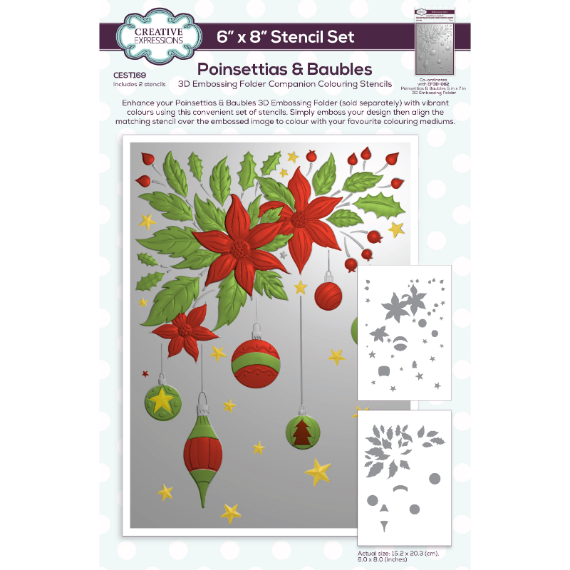 Poinsettias & Baubles Companion Colouring Stencil