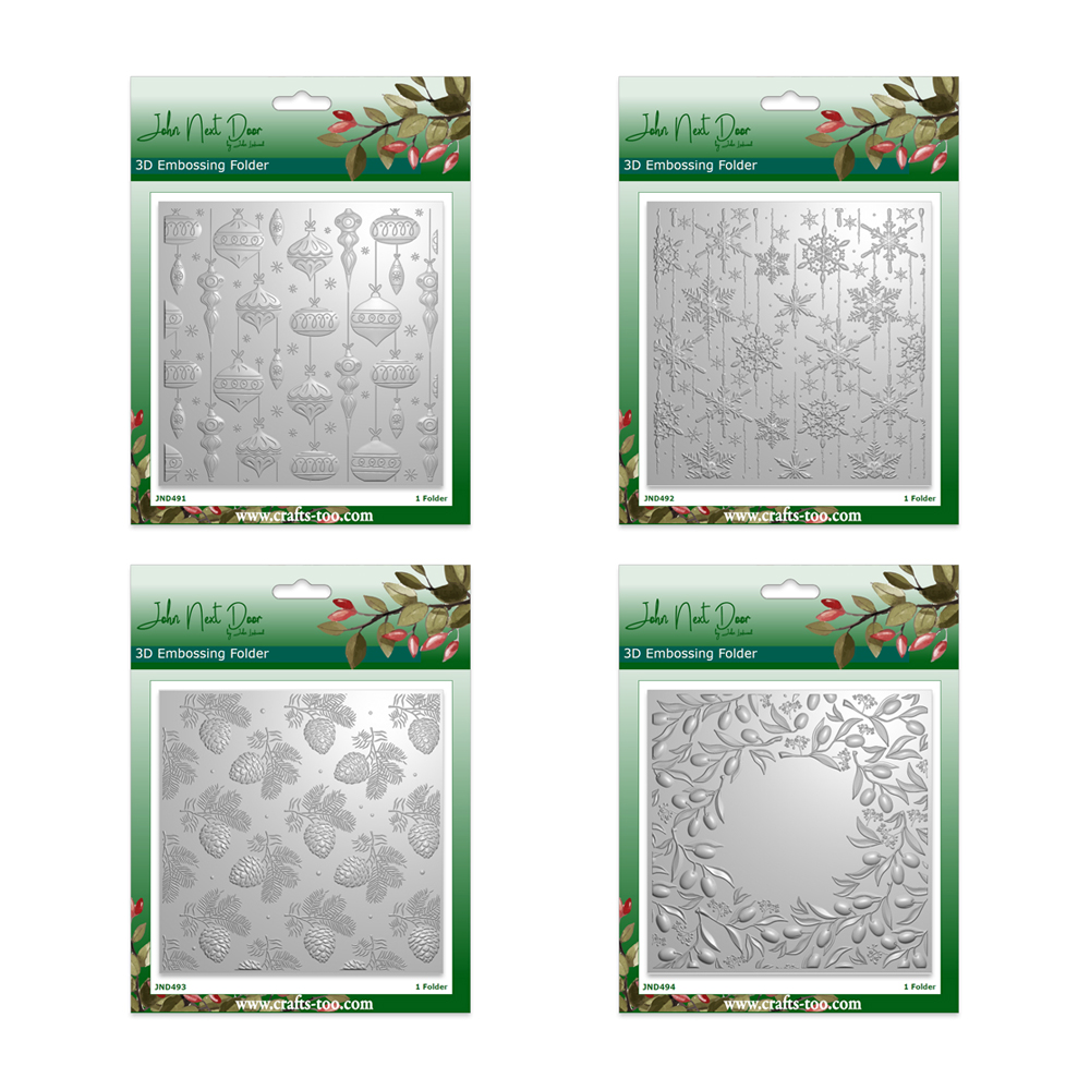 John Next Door Retro Christmas 3D Embossing Folders set