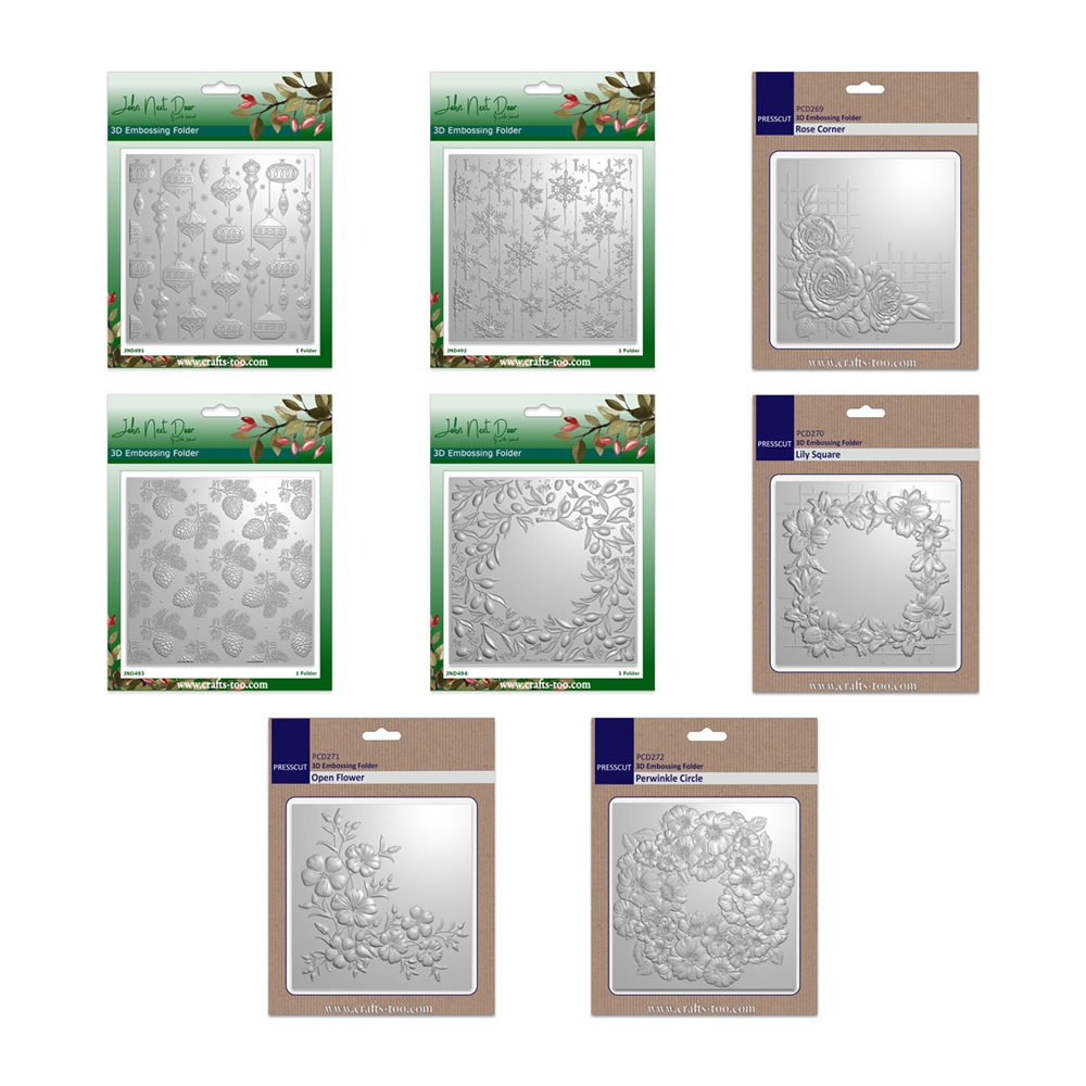 John Next Door Retro Christmas and Presscut Flower 3D Embossing Folder Set