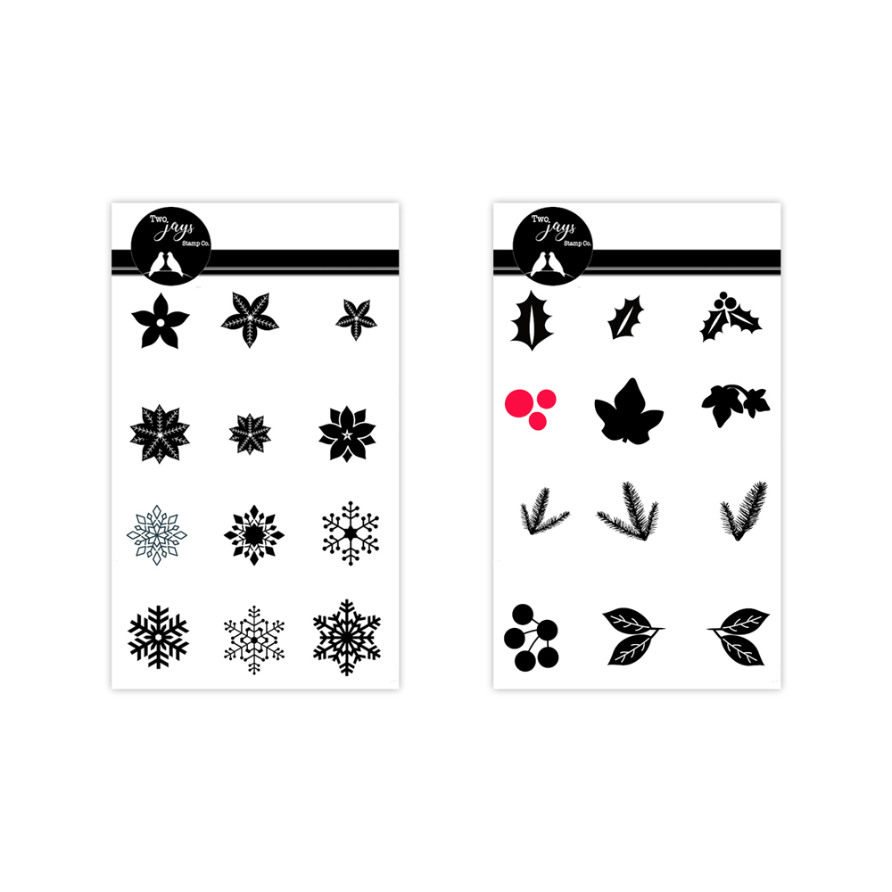 Two Jays Stamps Flowers & Flakes and Holly & Berries set