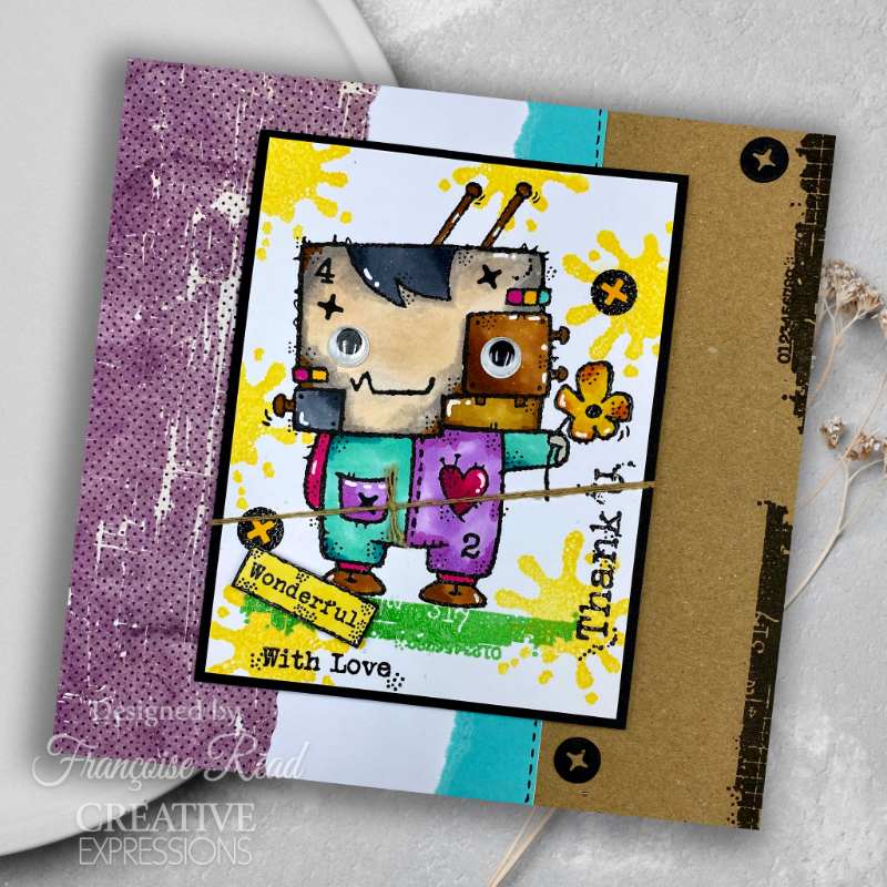 Woodware Thank You Monster 4 in x 6 in Stamp Set - Image 2