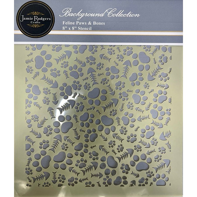 Jamie Rodgers Crafts Feline Paws And Bones - 8 x 8" Craft Stencil