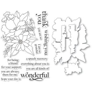 Memory Box - Breezy Bouquet clear stamp and die set