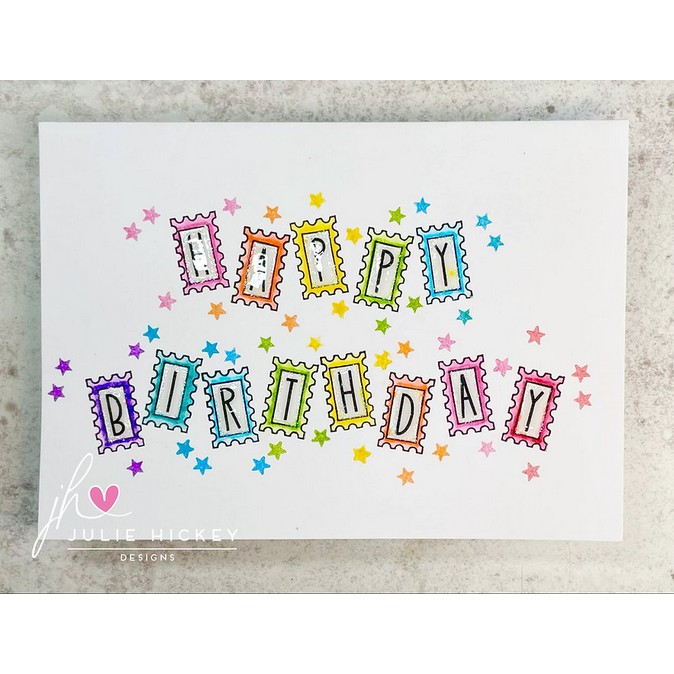 Julie Hickey Designs Julie's Letters & Numbers Tiles A6 Stamp Set