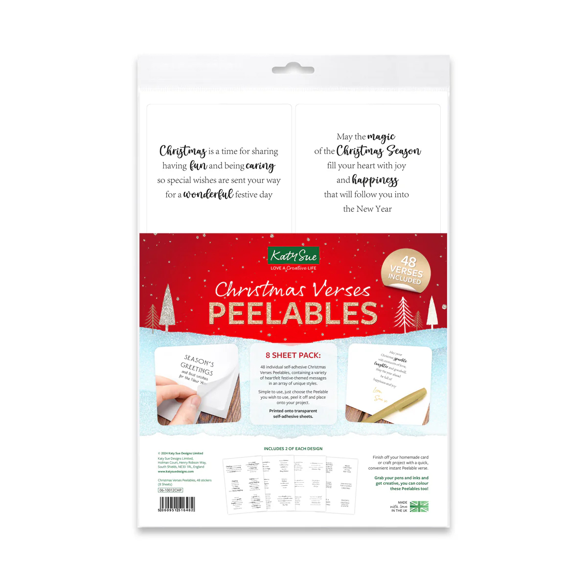 Katy Sue Designs - Christmas Verses Peelables, 48 stickers