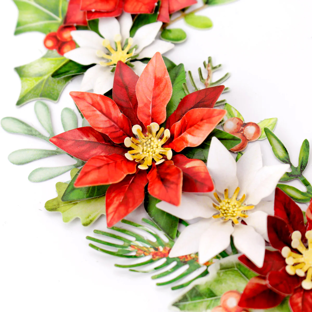 Katy Sue Designs - Traditional Christmas Die Cut Flowers & Leaves, 12 sheets