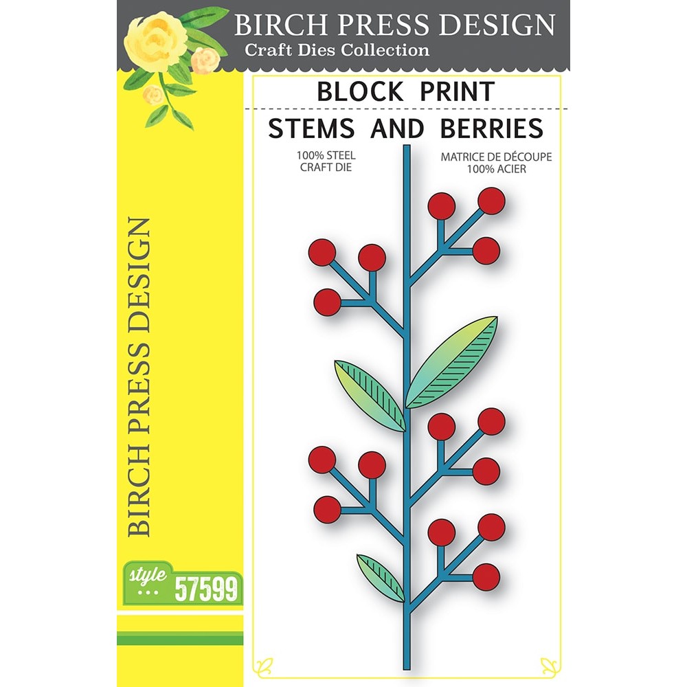 Birch Press Designs - Block Print Stems and Berries Craft Die