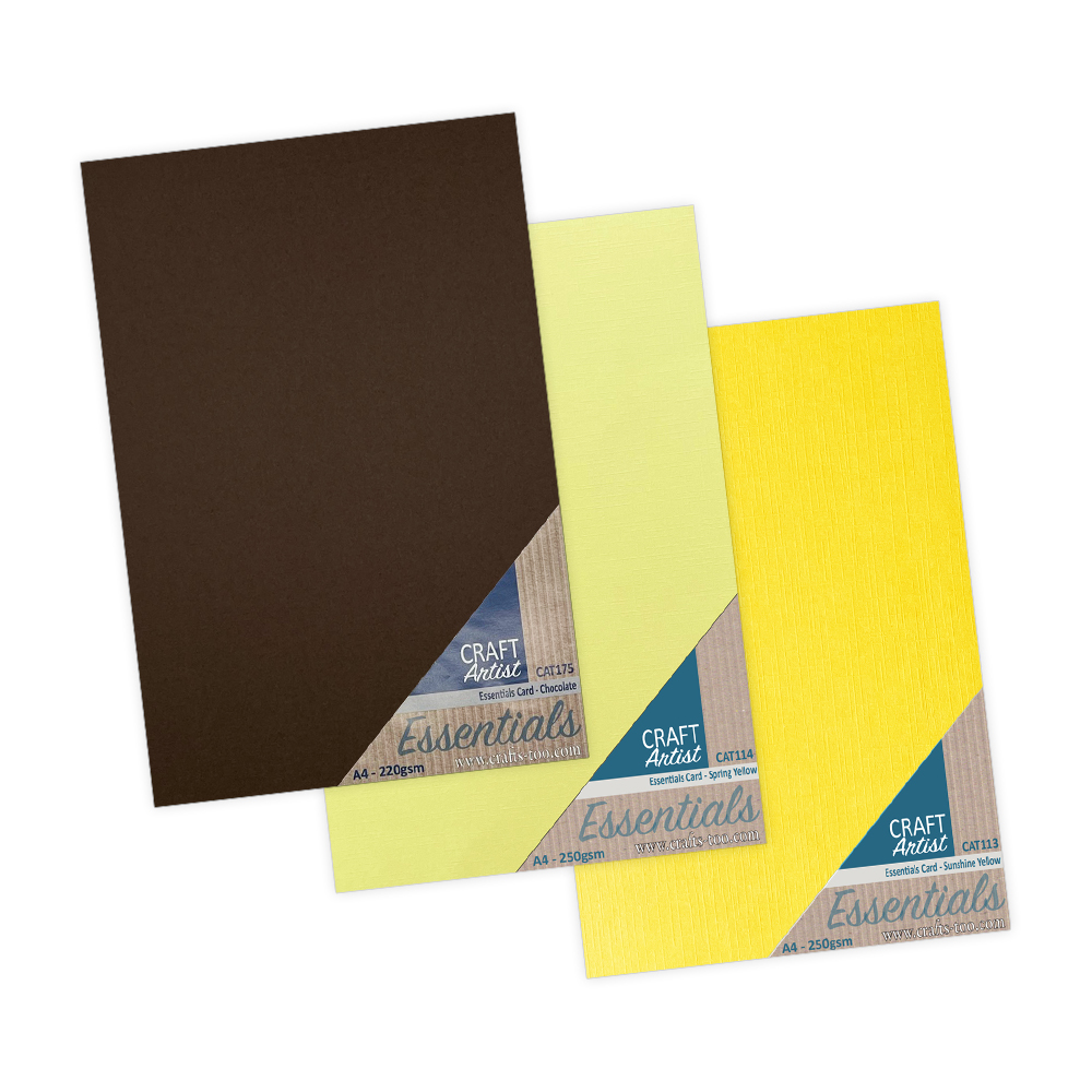 Craft Artist Card Bumper Pack Sunshine Yellow, Spring Yellow and Chocolate