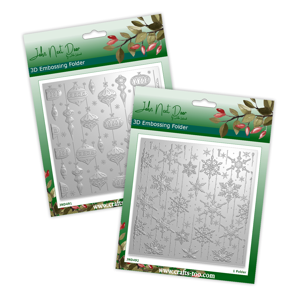 John Next Door 3D Embossing Folders – Retro Baubles & Snowflakes