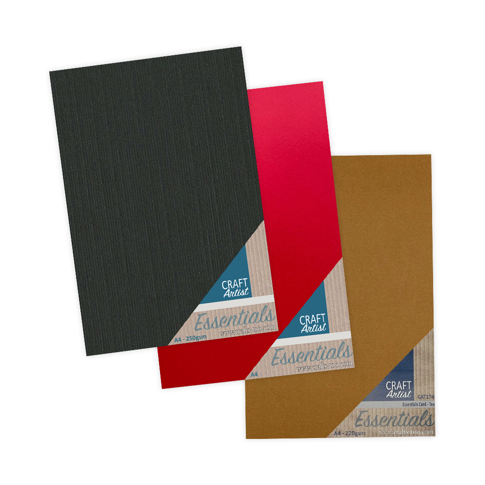 Craft Artist Card Bumper Pack Black, Christmas Red & Tea