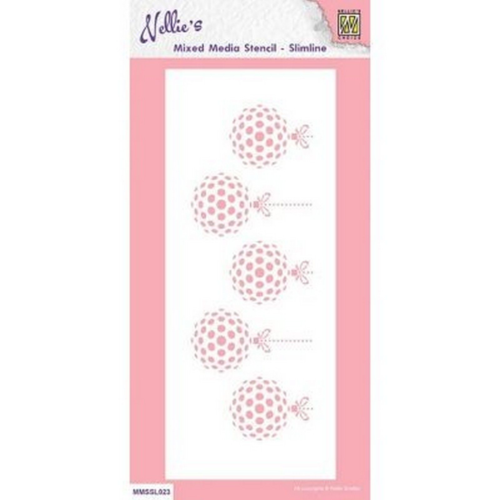 Nellie's Choice Stencil Slimline Size - Xmas Baubles