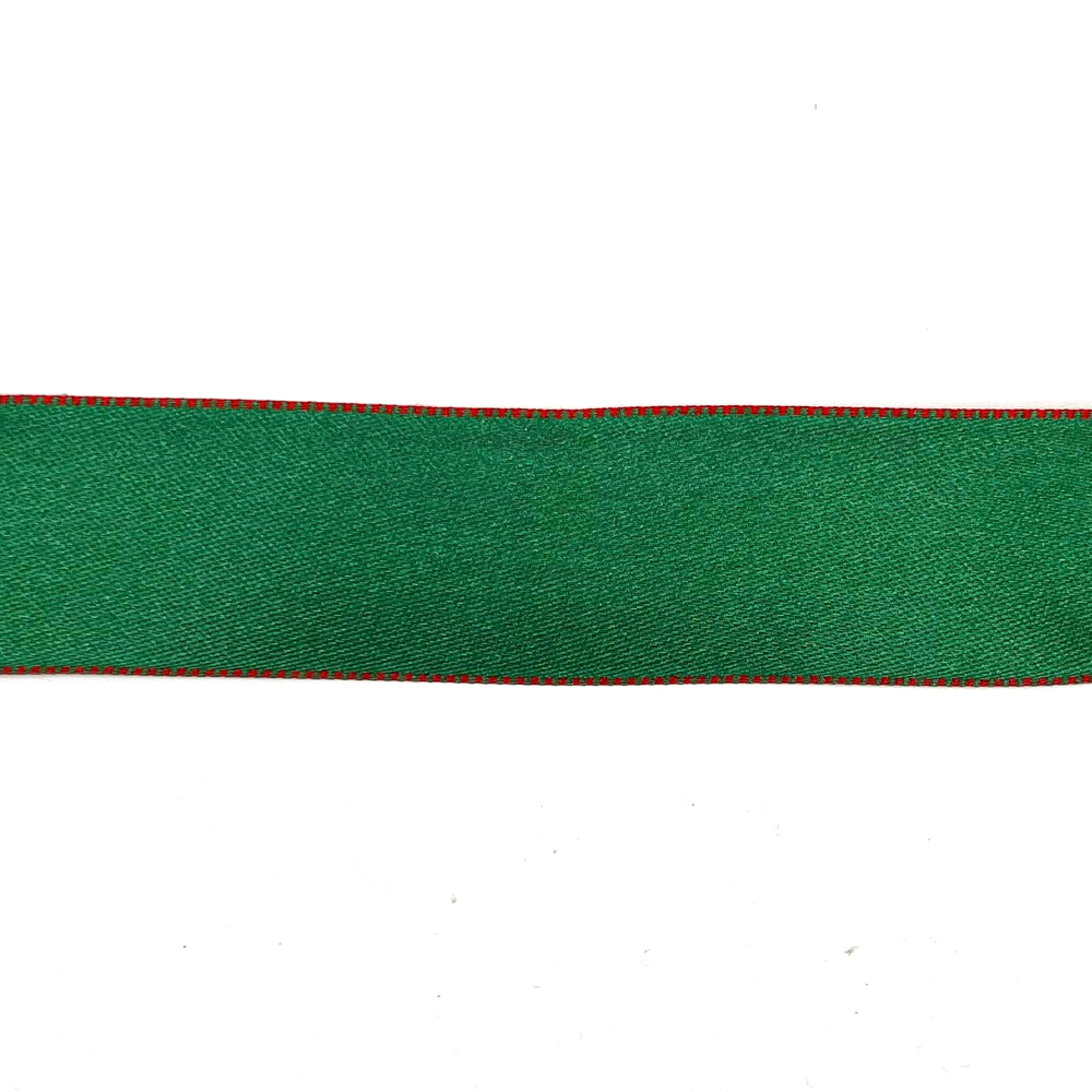 Wired Edge Dual-Coloured Ribbon Red/Green (1 metre)