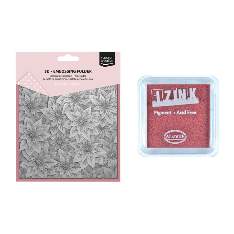 Vaessen Creative Christmas Rose Folder + Izink Ruddle Ink Pad (8 x 8)