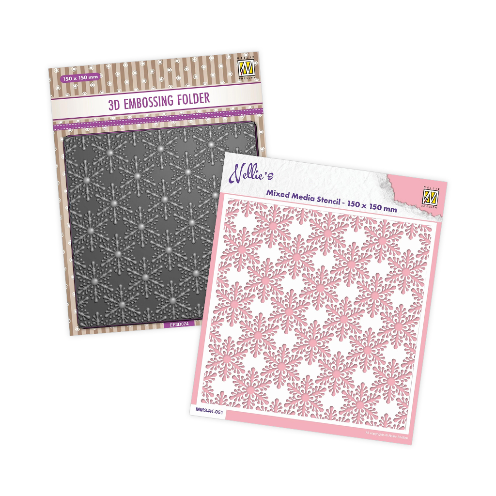 Nellie Snellen Christmas Snowflakes 3D Embossing Folder & Stencil set