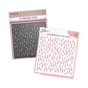 Nellie Snellen Christmas Tress 3D Embossing Folder & Stencil set