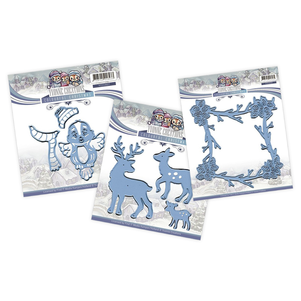 Yvonne Creations Colourful Christmas - Bird, Reindeer & Frame set