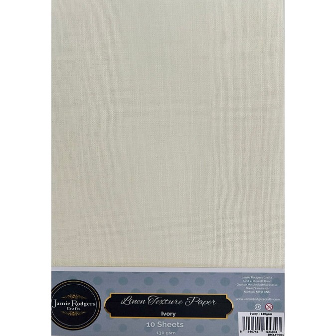 Jamie Rodgers Craft - Ivory Linen Texture Paper 130gsm A4