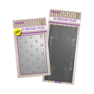 Nellie' Choice 3D Embossing Folder - Background Flowers & Curls-Stars Frame set