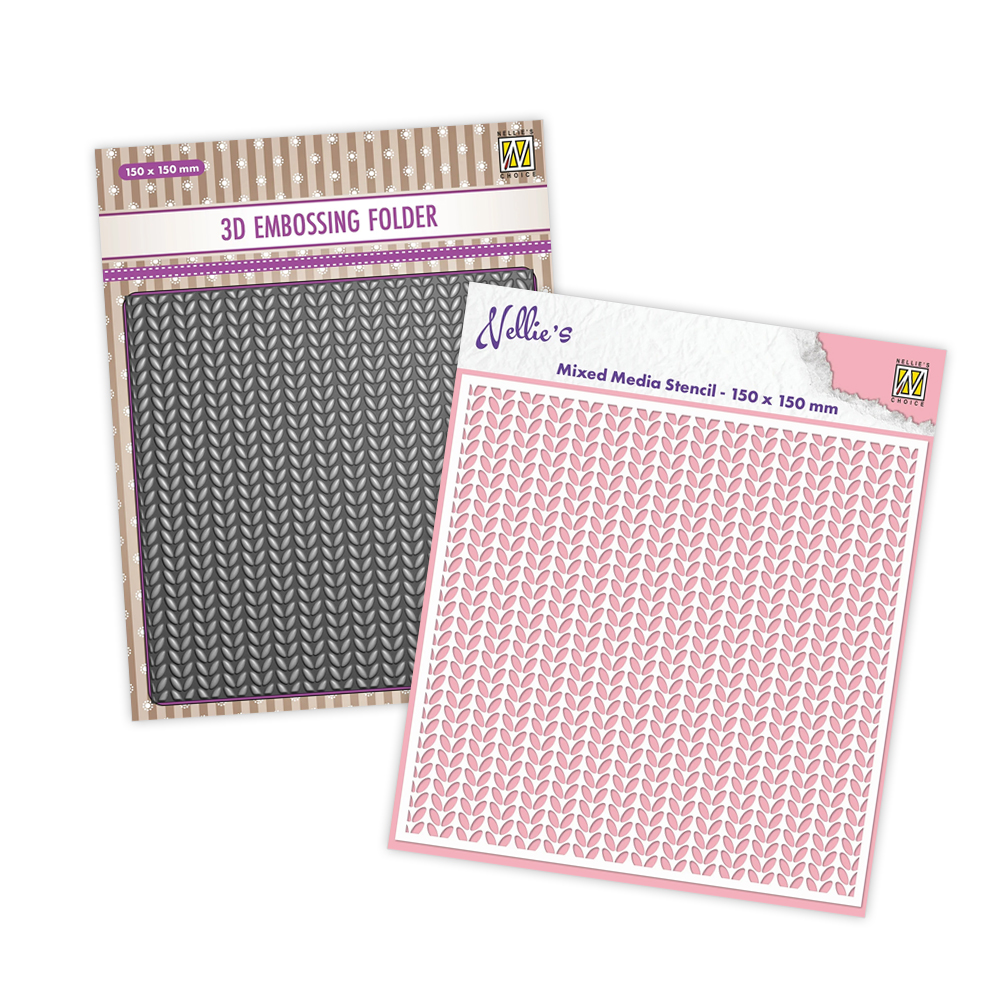Nellie Snellen Knitting 3D Embossing Folder & Stencil set