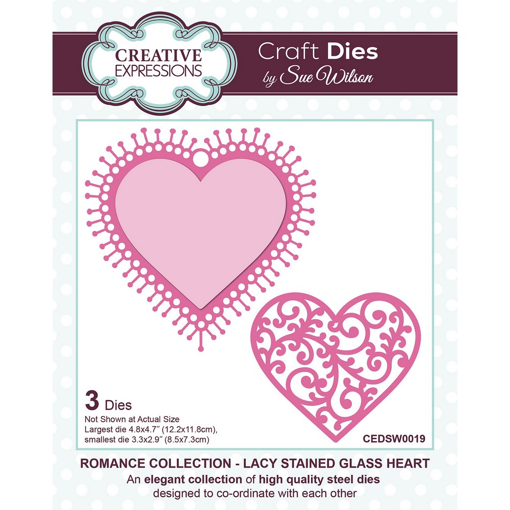 Sue Wilson - Lacy Stained Glass Heart Craft Die