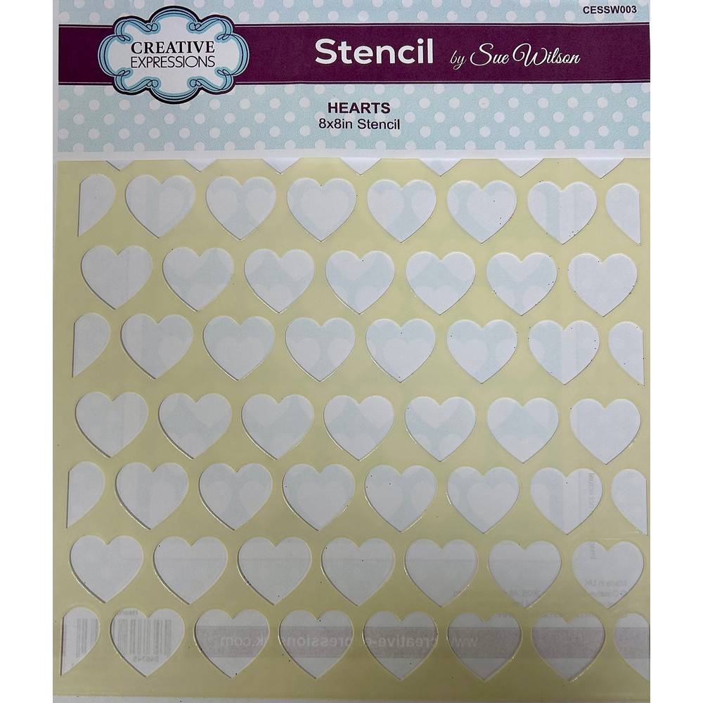 Sue Wilson - Hearts 8x8" Stencil