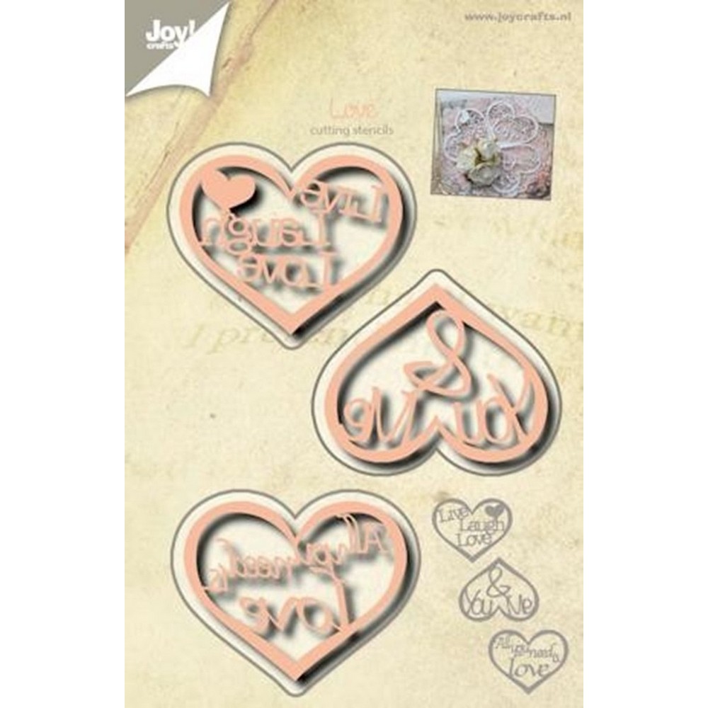 Joy Crafts Cutting Stencil - Love Hearts Text