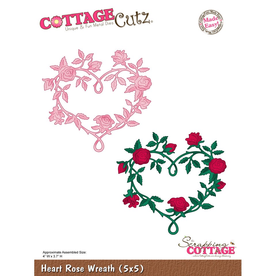 Cottage Cutz Cutting Die - Heart Rose Wreath