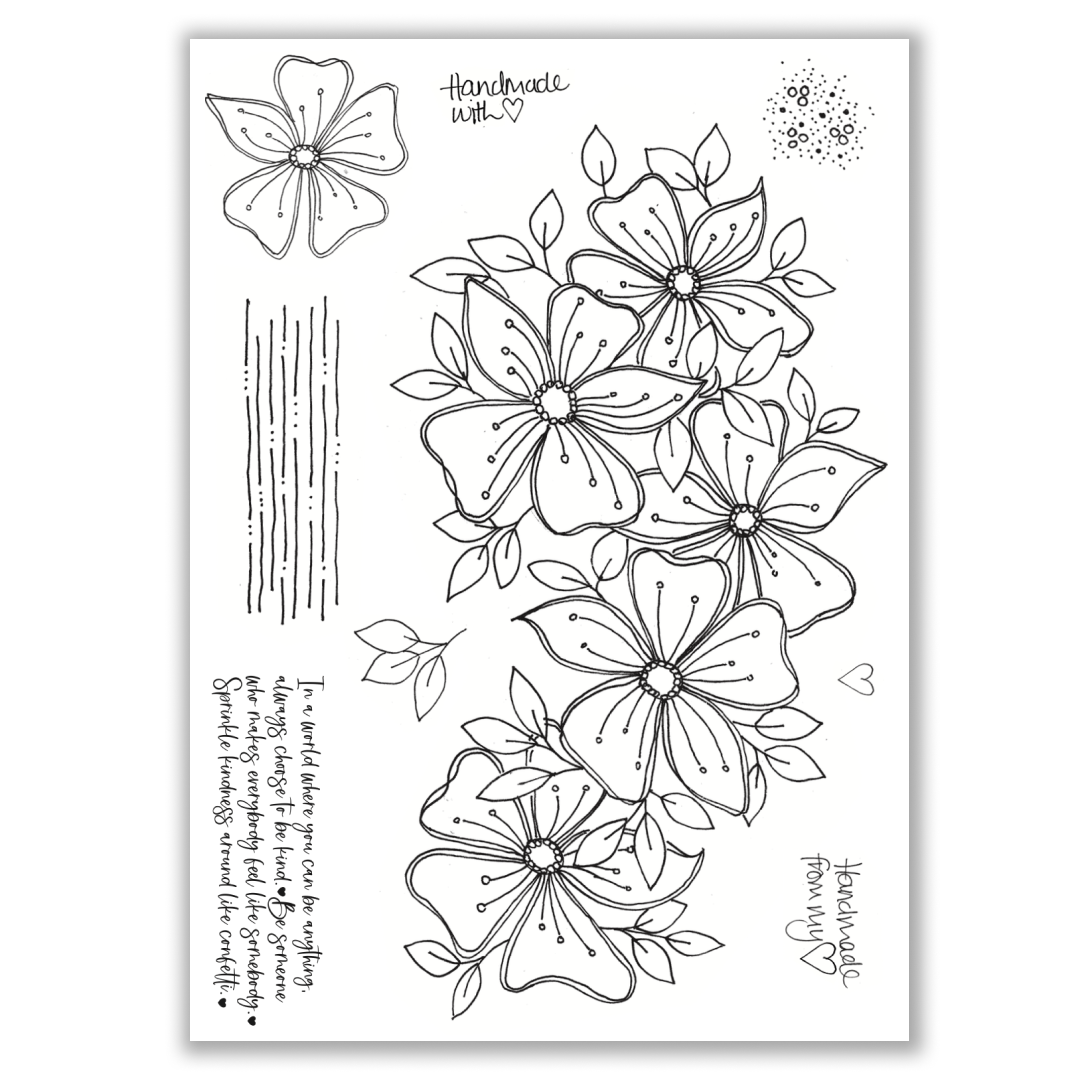 Julie Hickey Fanciful Florals A5 Stamp Set