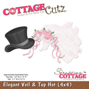 CottageCutz Elegant Veil & Top Hat (4" x 4")